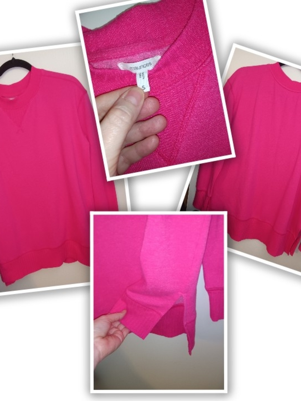 Maurices Hot Pink Crewneck Sweatshirt with Side Slits - Size Small